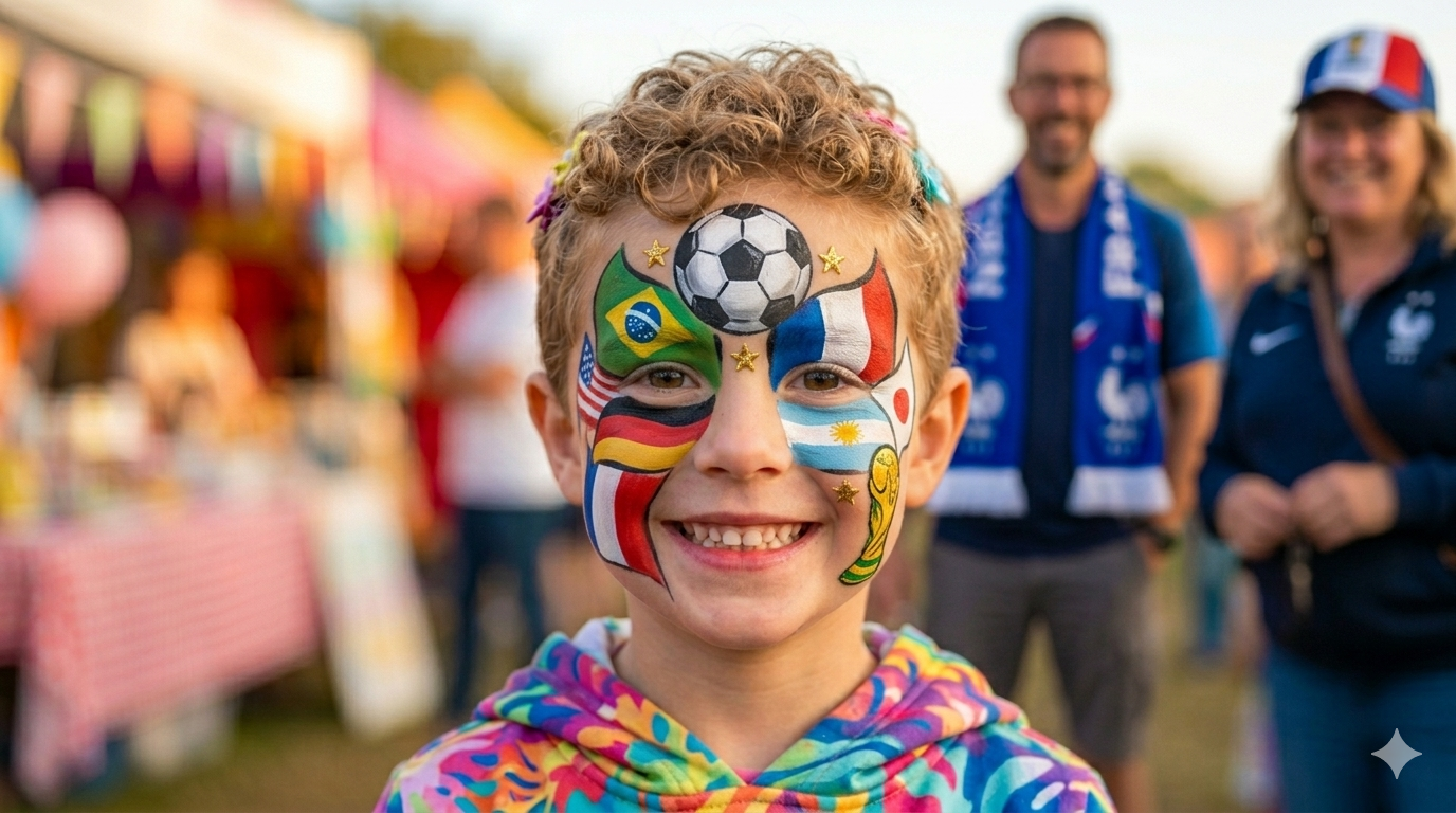 Child with a finished face paint design
